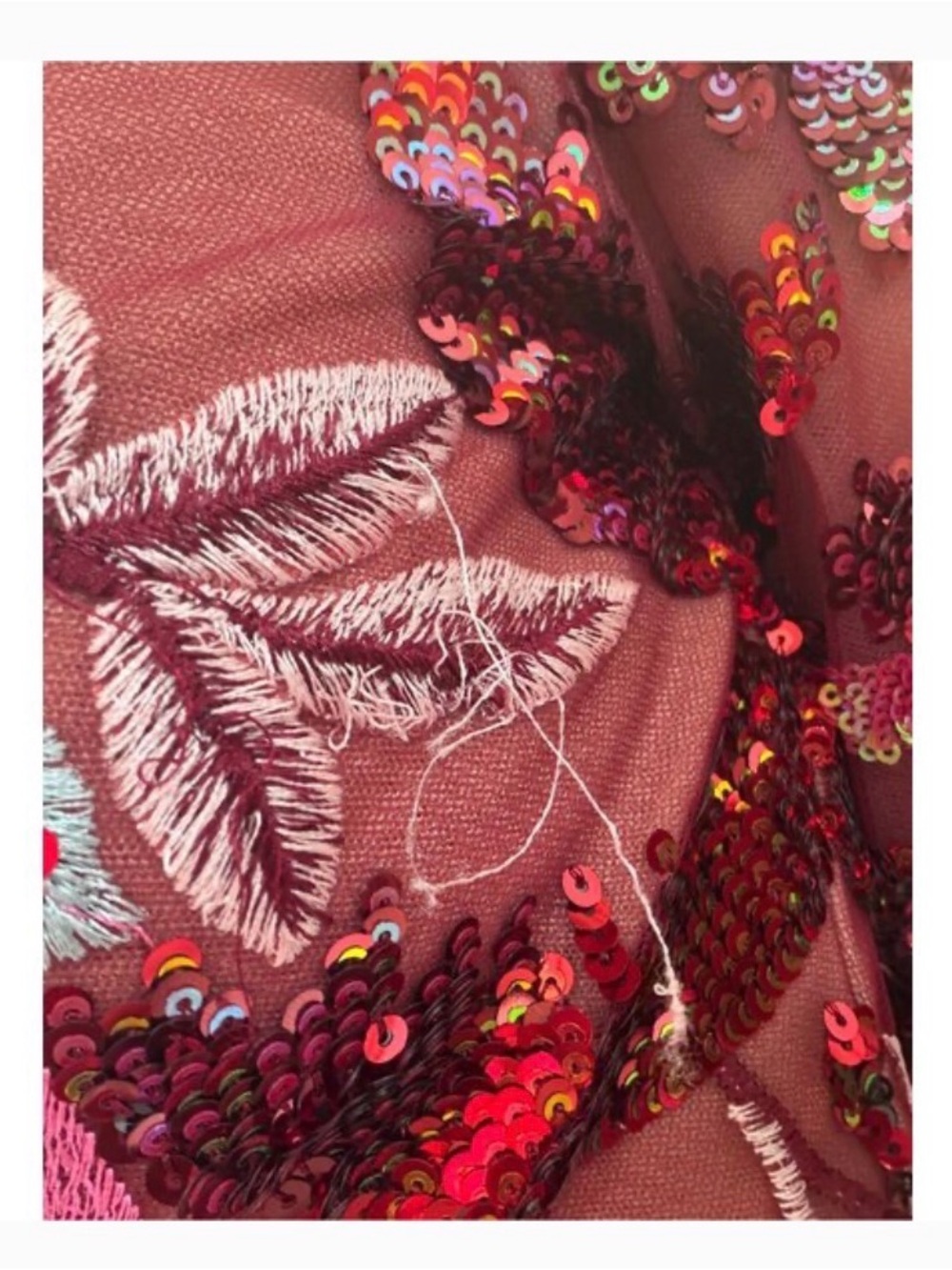 Bronx and Banco Burgundy One-Shoulder Sequin Floral Gown - Picture 5 of 5